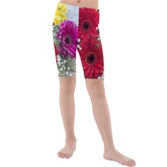 Flowers Gerbera Floral Spring Kids  Mid Length Swim Shorts