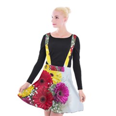 Flowers Gerbera Floral Spring Suspender Skater Skirt by BangZart