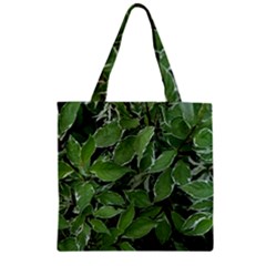 Texture Leaves Light Sun Green Zipper Grocery Tote Bag