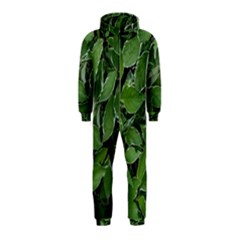 Texture Leaves Light Sun Green Hooded Jumpsuit (kids)