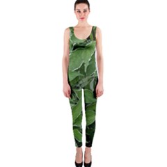 Texture Leaves Light Sun Green Onepiece Catsuit