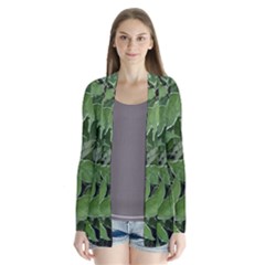 Texture Leaves Light Sun Green Drape Collar Cardigan by BangZart