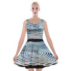 Wave Concentric Waves Circles Water Velvet Skater Dress by BangZart
