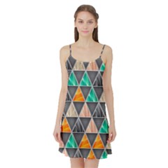 Abstract Geometric Triangle Shape Satin Night Slip