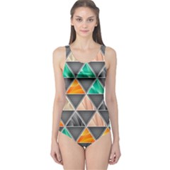 Abstract Geometric Triangle Shape One Piece Swimsuit