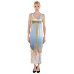 Sphere Tree White Gold Silver Fitted Maxi Dress by BangZart