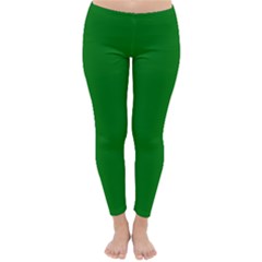 Solid Christmas Green Velvet Classic Colors Classic Winter Leggings by PodArtist