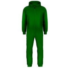 Solid Christmas Green Velvet Classic Colors Hooded Jumpsuit (men)  by PodArtist