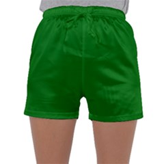 Solid Christmas Green Velvet Classic Colors Sleepwear Shorts by PodArtist