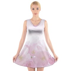 Pink Blossom Bloom Spring Romantic V-neck Sleeveless Skater Dress