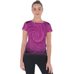 Purple Background Scrapbooking Abstract Short Sleeve Sports Top 