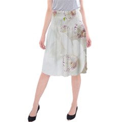 Orchids Flowers White Background Midi Beach Skirt