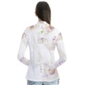 Orchids Flowers White Background Drape Collar Cardigan View2