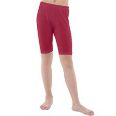 Usa Flag Red Blood Red Classic Solid Color  Kids  Mid Length Swim Shorts by PodArtist