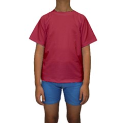 Usa Flag Red Blood Red Classic Solid Color  Kids  Short Sleeve Swimwear by PodArtist