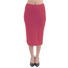 Usa Flag Red Blood Red Classic Solid Color  Velvet Midi Pencil Skirt by PodArtist