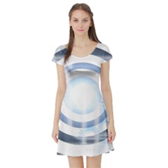 Center Centered Gears Visor Target Short Sleeve Skater Dress