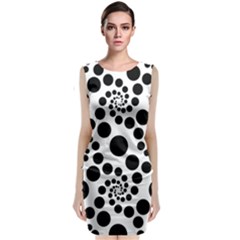 Dot Dots Round Black And White Sleeveless Velvet Midi Dress