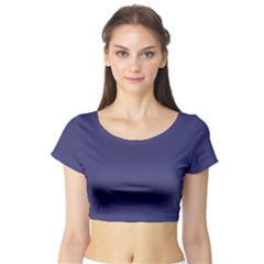 USA Flag Blue Royal Blue Deep Blue Short Sleeve Crop Top (Tight Fit)