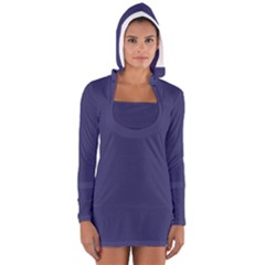 USA Flag Blue Royal Blue Deep Blue Women s Long Sleeve Hooded T-shirt