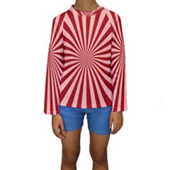 Sun Background Optics Channel Red Kids  Long Sleeve Swimwear