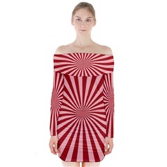 Sun Background Optics Channel Red Long Sleeve Off Shoulder Dress