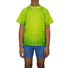 Radial Green Crystals Crystallize Kids  Short Sleeve Swimwear