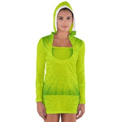 Radial Green Crystals Crystallize Women s Long Sleeve Hooded T-shirt