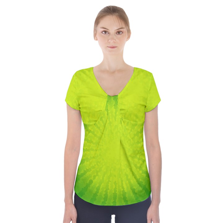 Radial Green Crystals Crystallize Short Sleeve Front Detail Top