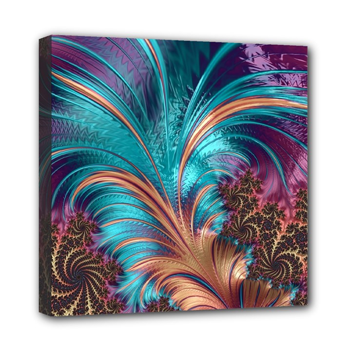 Feather Fractal Artistic Design Mini Canvas 8  x 8 