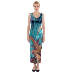 Feather Fractal Artistic Design Fitted Maxi Dress by BangZart