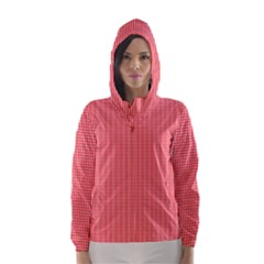 Christmas Red Velvet Mini Gingham Check Plaid Hooded Wind Breaker (women)