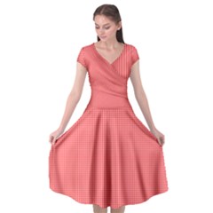 Christmas Red Velvet Mini Gingham Check Plaid Cap Sleeve Wrap Front Dress