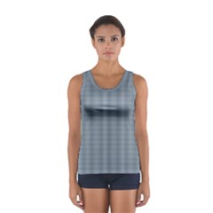 Silent Night Blue Mini Gingham Check Plaid Women s Sport Tank Top 