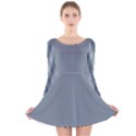 Silent Night Blue Mini Gingham Check Plaid Long Sleeve Velvet Skater Dress View1