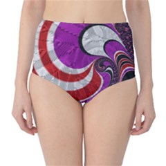 Fractal Art Red Design Pattern High-waist Bikini Bottoms