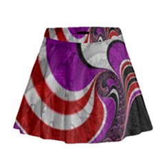 Fractal Art Red Design Pattern Mini Flare Skirt