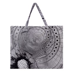 Fragmented Fractal Memories And Gunpowder Glass Zipper Large Tote Bag by jayaprime