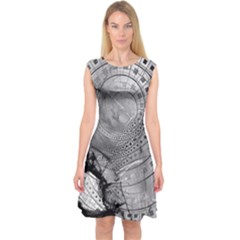 Fragmented Fractal Memories And Gunpowder Glass Capsleeve Midi Dress by jayaprime