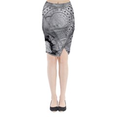 Fragmented Fractal Memories And Gunpowder Glass Midi Wrap Pencil Skirt by jayaprime