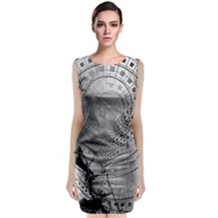 Fragmented Fractal Memories And Gunpowder Glass Sleeveless Velvet Midi Dress by jayaprime