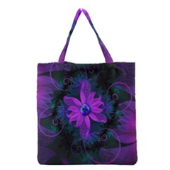 Beautiful Ultraviolet Lilac Orchid Fractal Flowers Grocery Tote Bag by jayaprime