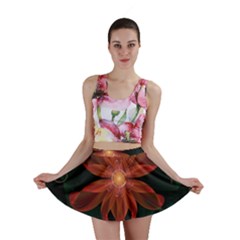 Beautiful Red Passion Flower In A Fractal Jungle Mini Skirt by jayaprime