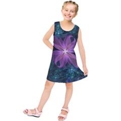 Pink And Turquoise Wedding Cremon Fractal Flowers Kids  Tunic Dress by jayaprime