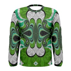 Fractal Art Green Pattern Design Men s Long Sleeve Tee