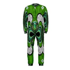 Fractal Art Green Pattern Design Onepiece Jumpsuit (kids)