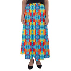 Pop Art Abstract Design Pattern Flared Maxi Skirt