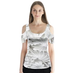 Pattern Motif Decor Butterfly Sleeve Cutout Tee 