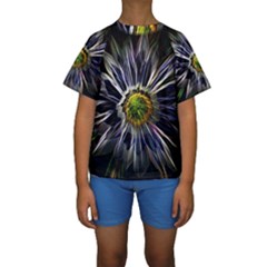 Flower Structure Photo Montage Kids  Short Sleeve Swimwear