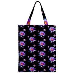 Flowers Pattern Background Lilac Zipper Classic Tote Bag